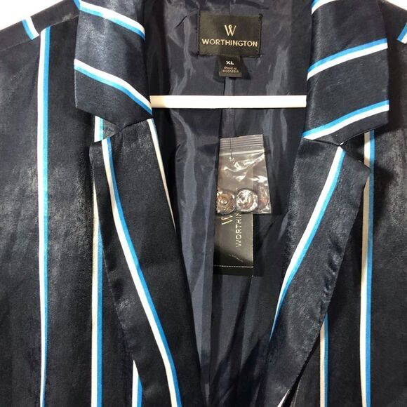 New Worthington Dark Navy Striped Blazer - Picture 7 of 16